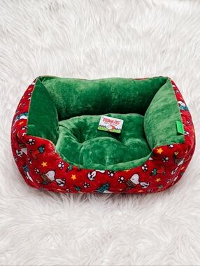 Charlie Brown Snoopy Christmas Pet Cat Dog Bed New With Tags 2025 Red Multicolor